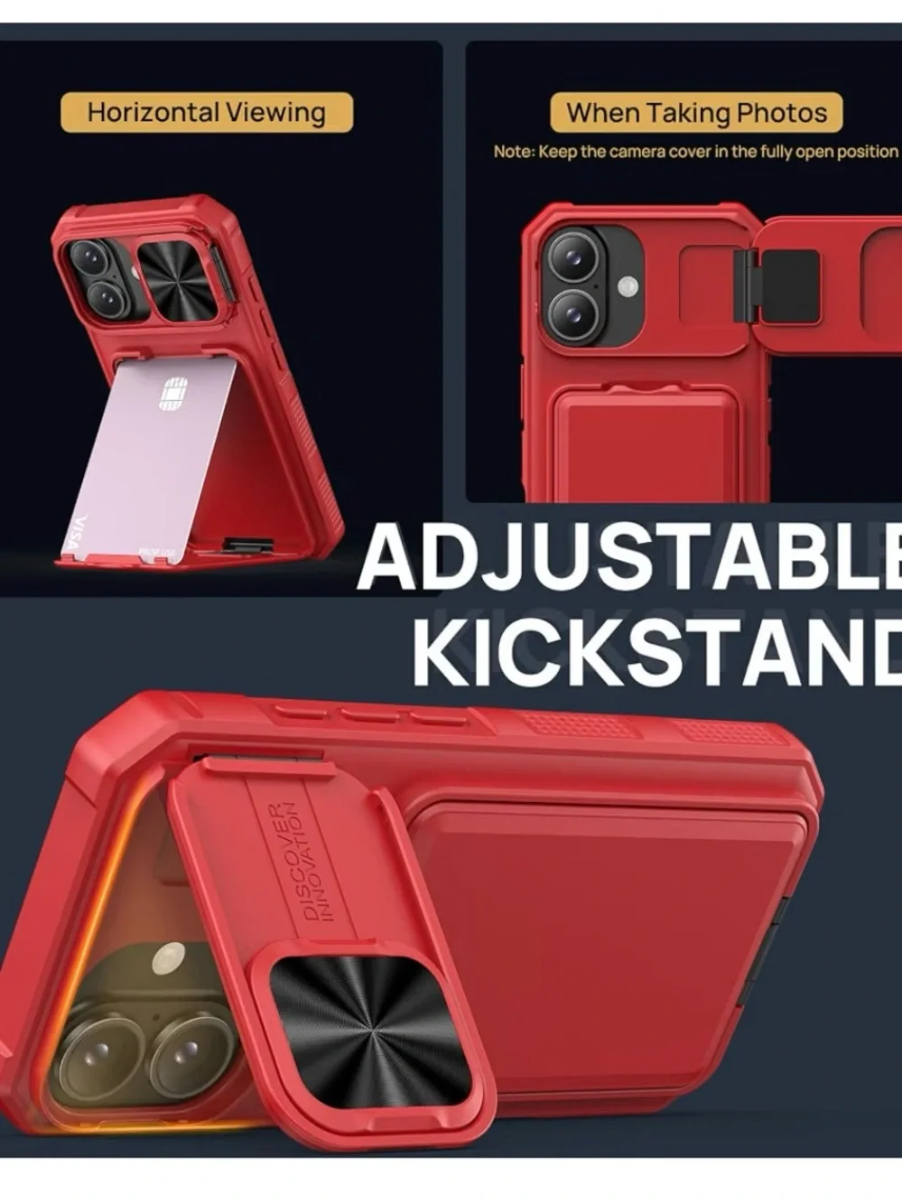 Apple iPhone 17 Red Camera-Slide Card Wallet Case